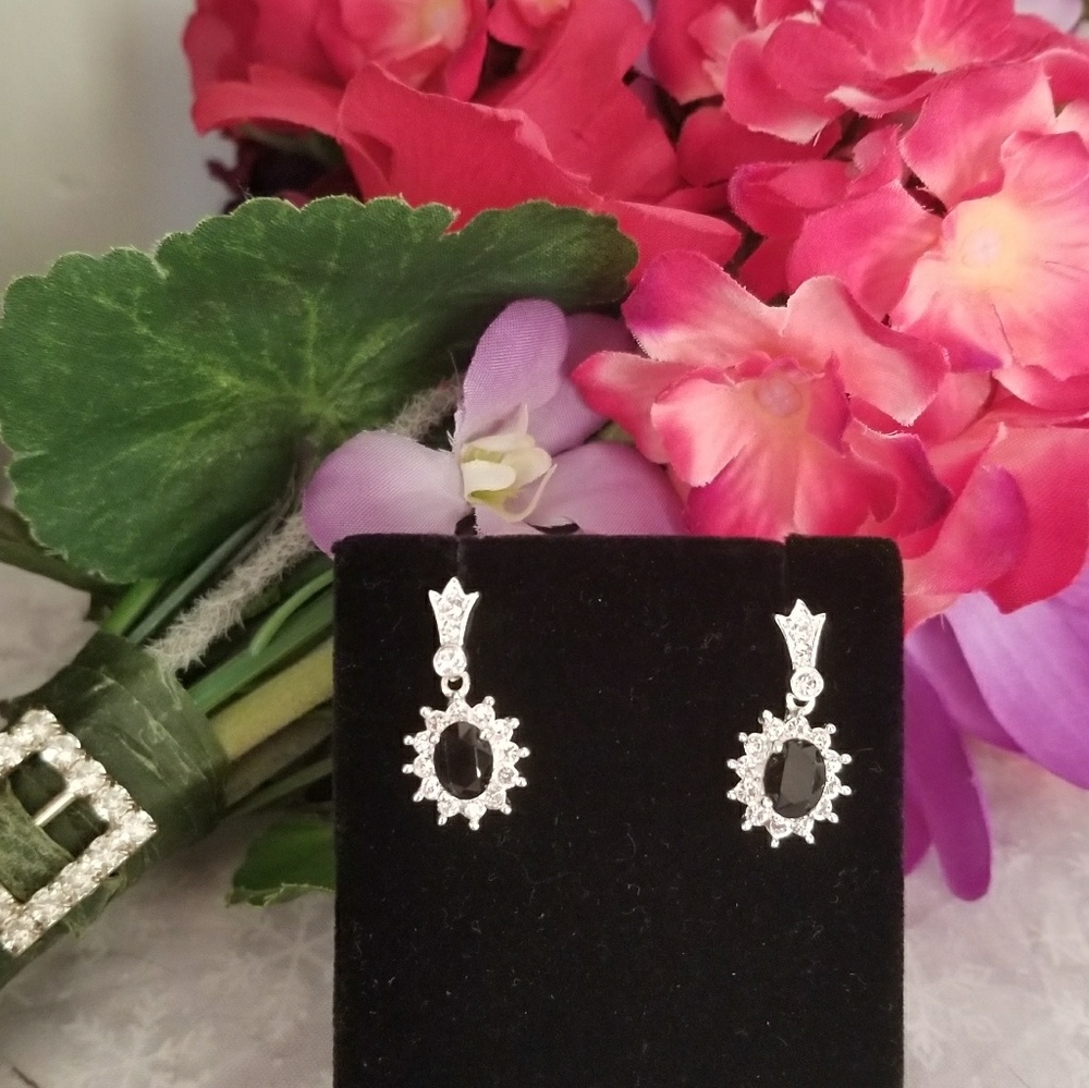 Black and white stone earrings